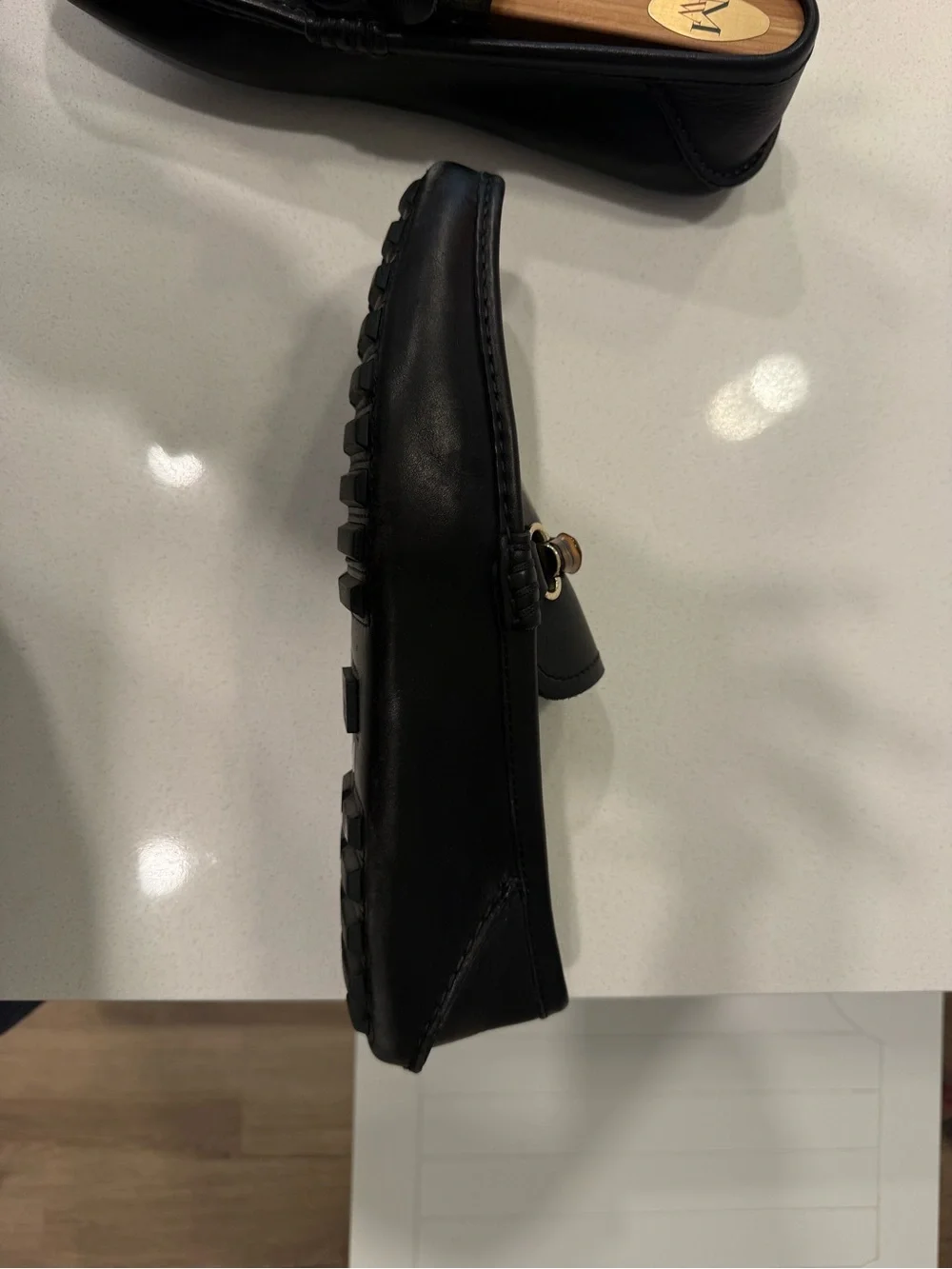 Gucci Black Leather Loafers with Bamboo Bit